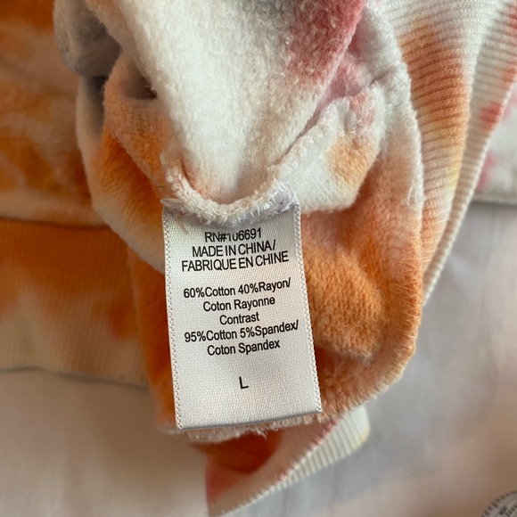 young fabulous & broke Orange/Pink/Blue Tie Dye Cropped Full-Zip Hoodie SZ L - Picture 4 of 7